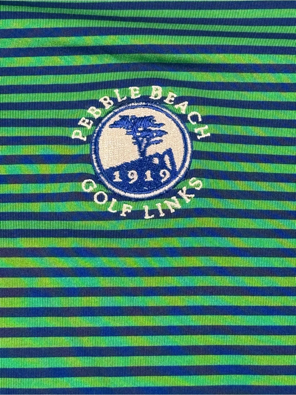 Ralph Lauren RLX Green and Blue Striped Pebble Beach Performance Polo - XL/TG